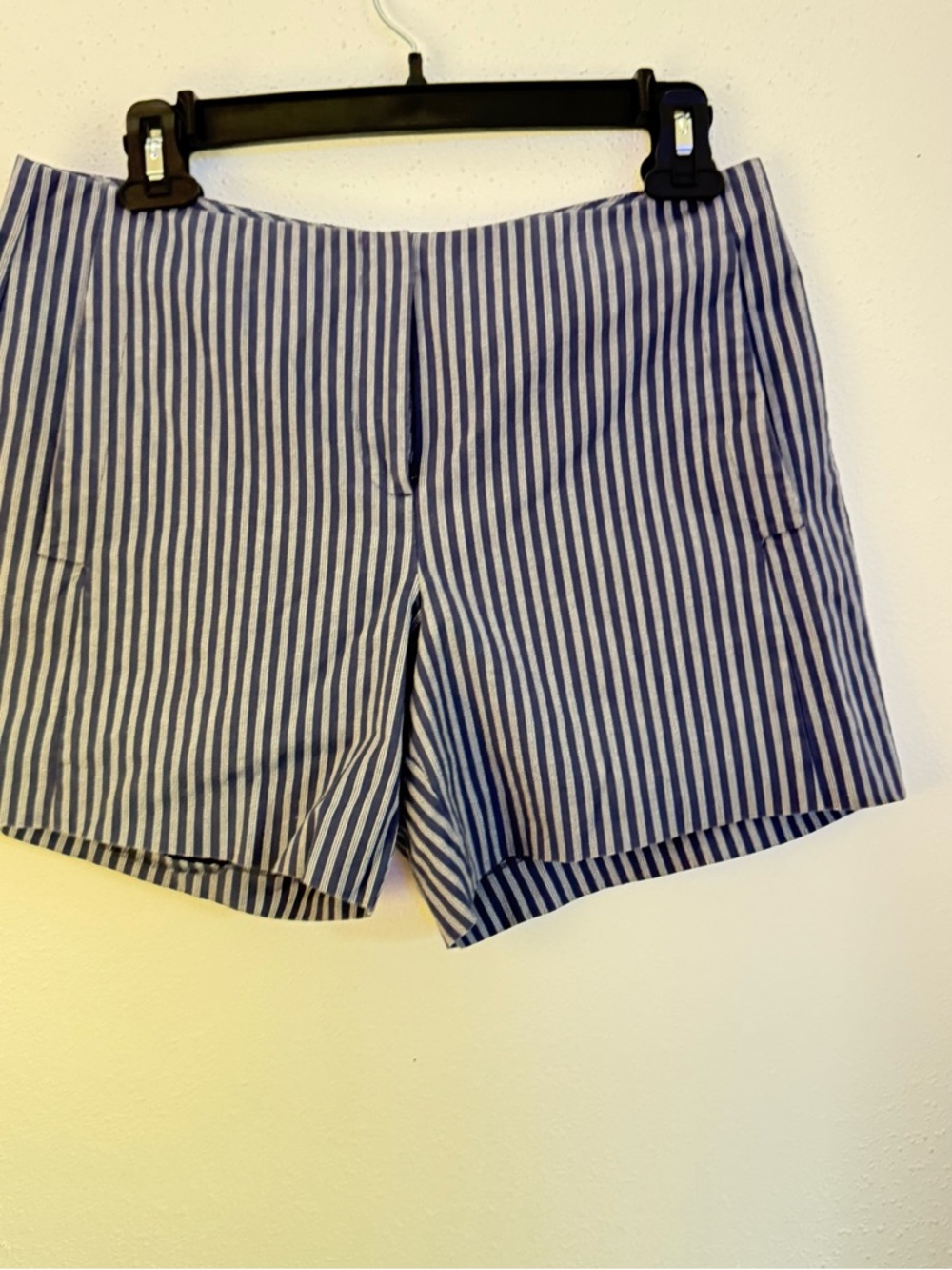 Theory Navy and White Striped Bermuda Shorts